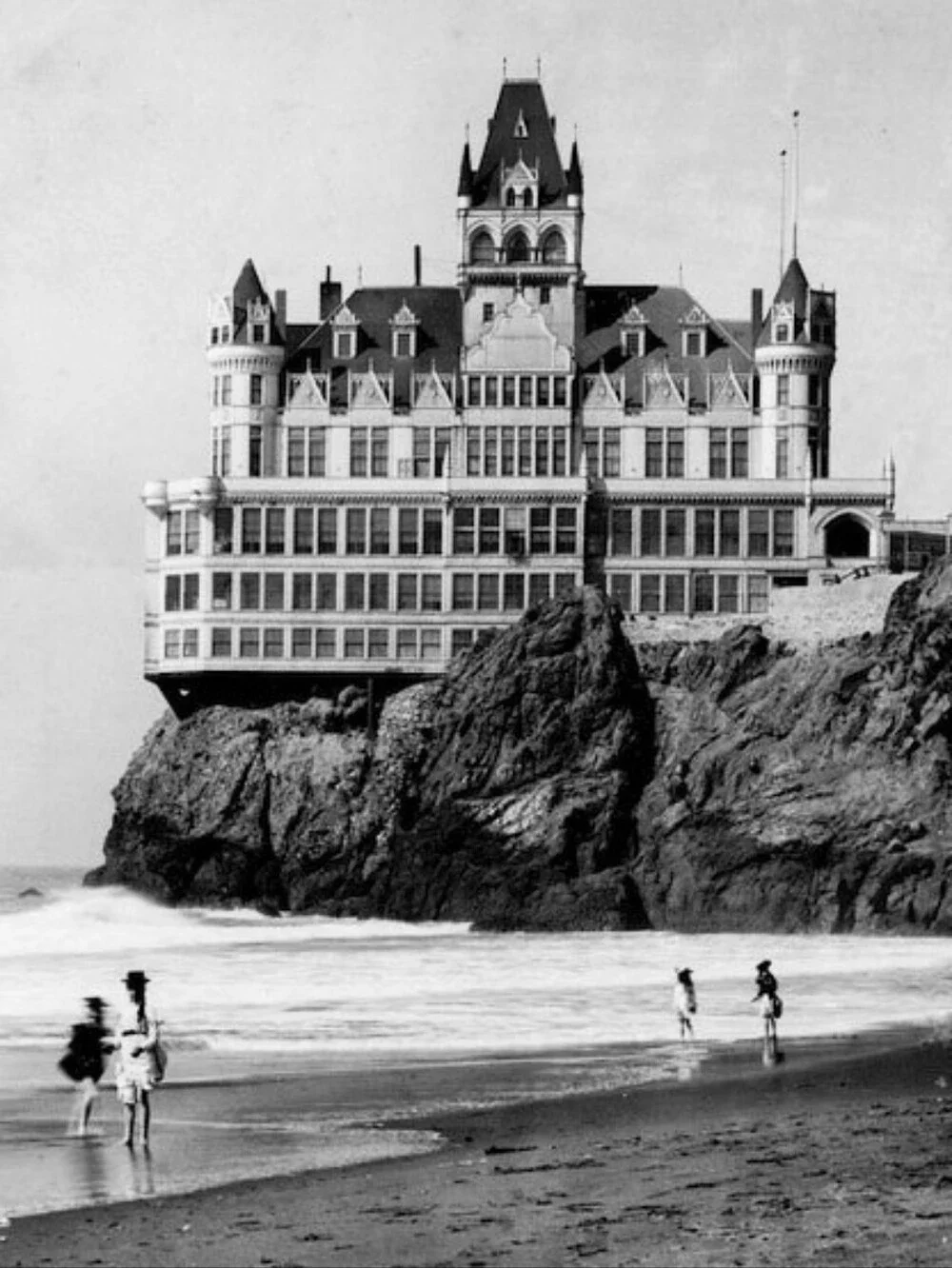 Victorian Cliff House Ocean Sea Vintage Building Retro Framed Photo Ptint